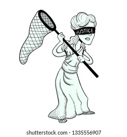 Blind justice with net