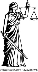 Justicia ciega con vectores de escala Ilustración