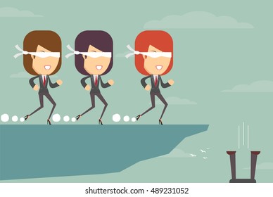 The blind leading the blind . Stock vector illustration