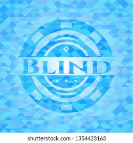 Blind light blue emblem with triangle mosaic background