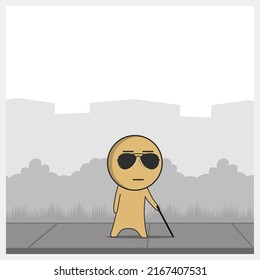 Blind man with a cane 