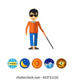 Blind Man with Cane Icon