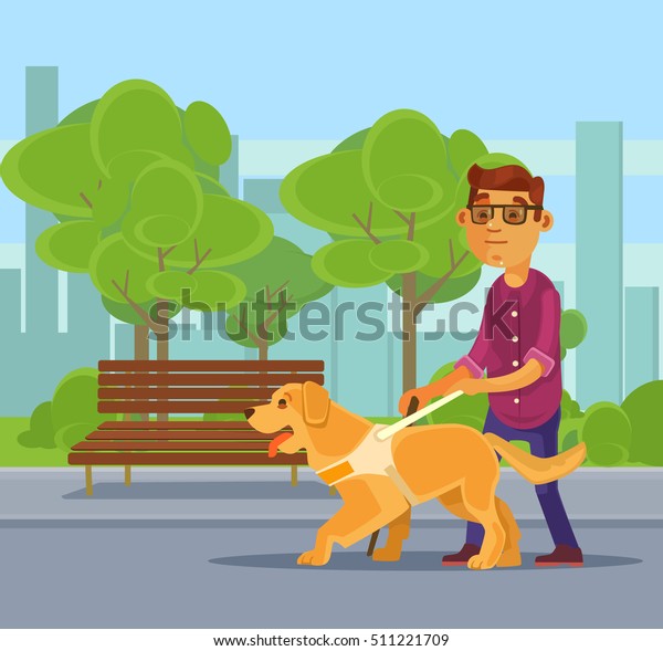 Vector De Stock Libre De Regalias Sobre Personaje Ciego Caminando Con Personaje De511221709
