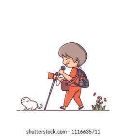 Blind Man and the Dog Guild Character Vector Illustration
