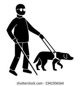 Blind man with dog icon. Simple illustration of blind man with dog vector icon for web design isolated on white background
