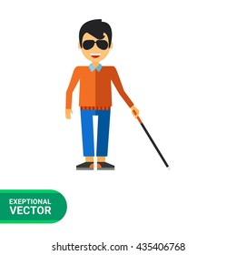 Blind Man Flat Icon Stock Vector (Royalty Free) 435406768 | Shutterstock