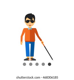 Blind man flat icon