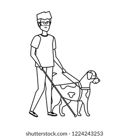 blind man with guide dog