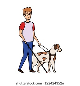 blind man with guide dog