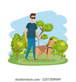 blind man with guide dog