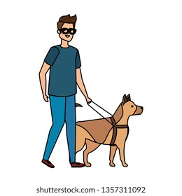 blind man with guide dog
