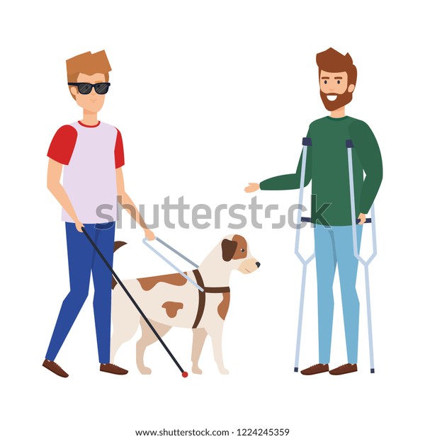 Blind Man Guide Dog Man Prosthesis Stock Vector (Royalty Free ...