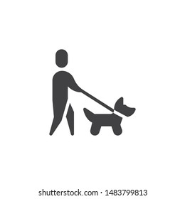 Blind man with guide dog vector icon. filled flat sign for mobile concept and web design. Disability glyph icon. Symbol, logo illustration. Vector graphics