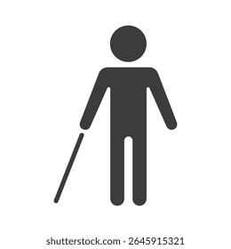Ícone de Blind Man Gráfico de Vetor em Preto e Branco