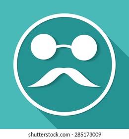 blind man icon on white circle with a long shadow