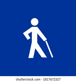 Blind man icon.  blind  man vector icon for web design isolated on blue background