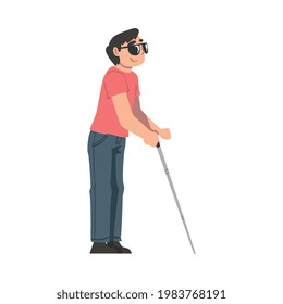 Blind Man L Walking Cane Rehabilitation Stock Vector (Royalty Free ...