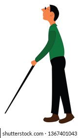 Blind man on the street vector or color illustration