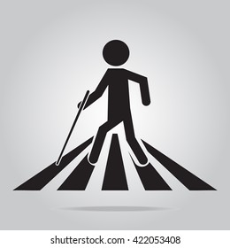 Blind man pedestrian crossing sign,vector illustration