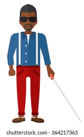 Blind man with stick.