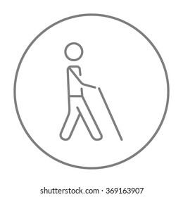 Blind man with stick line icon.