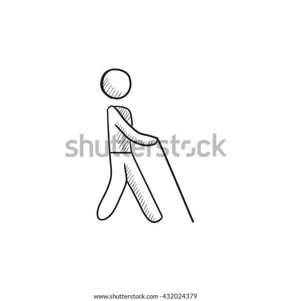 Blind Man Stick Vector Sketch Icon Stock Image Download Now