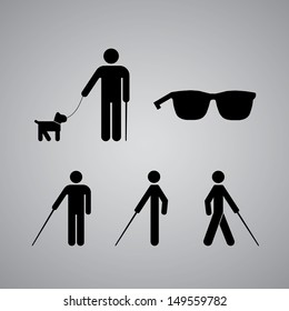 Blind man symbol on gray background