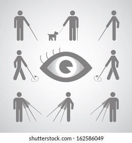 Blind man symbol on gray background 