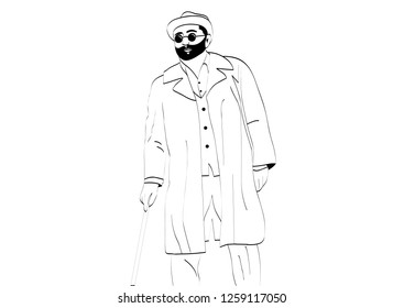 Blind man. Vector illustration