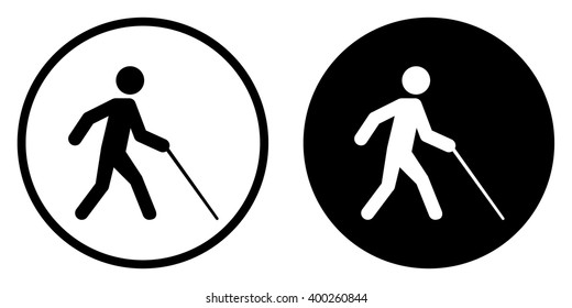 Blind man walk icon in circle . Vector illustration