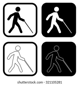 Blind man walk icon . Vector illustration
