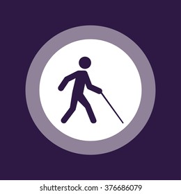 Blind man walk icon . Vector illustration