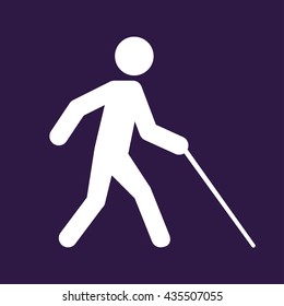 Blind man walk icon . Vector illustration