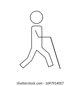 Blind man walks with a cane sign