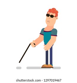blind man with wand