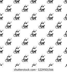 Blind man wheelchair dog pattern seamless vector repeat for any web design