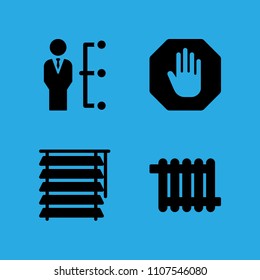 blind, manager, stop and heater icons vector in sample icon set for web and graphic design