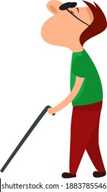 Blinder Mann, Illustration, Vektorgrafik auf weißem Hintergrund