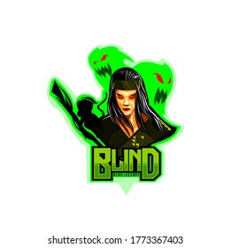 blind mascot logo concept ,blind man and ghost mascot