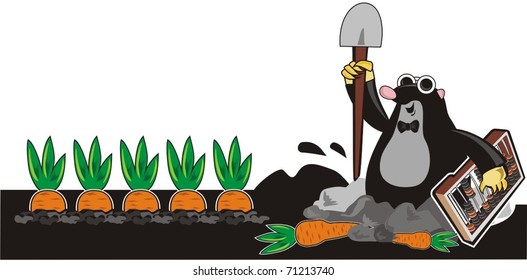 blind mole with shovel