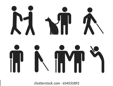 blind people activities  icon set