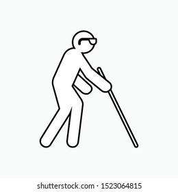 Blind People Icon - Vector, Sign and Symbol Presented in Line Art Style for Design, Presentation, Website or Apps Elements.