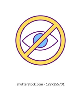 Blind People Sign RGB Color Icon. Warning For Drivers. Visually Impaired Children Safety. Blind Pedestrian. Work Environment Safe. Extreme Caution. Restricted Visibility. Isolated Vector Illustration