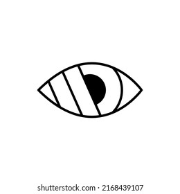 Blind people vector thin line icon. Shaded eye. No, low vision sign in black. No looking. Trendy flat, outline symbol used for: infographic, logo, mobile, app, banner, web design, dev, ui ux. EPS 10