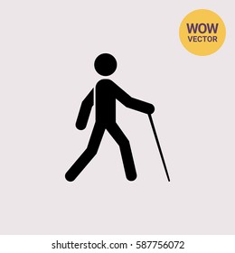 Blind Person With Cane Icon