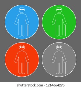 Blind person icon. Outline. Vector.
