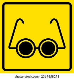 Blind Person Sign, Black Glasses On Yellow Background, Sticker, For Print, Plot, Cut