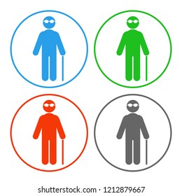 Blind person symbol. Vector icon set.