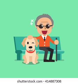 Blind senior man and his dog