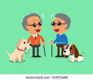 Blind senior men and their dogs